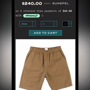 Sunspel Cotton Drawstring Short size M KHAKI